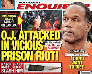 Photo of fake prison riot on cover of National Enquirer